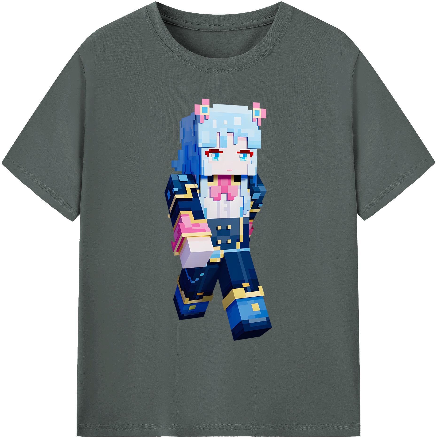 （画像用） マインクラフト ブロックの世界 Minecraft MC Block world 綿100％ メンズ半袖Tシャツ｜肌触りやわらか＆通気性